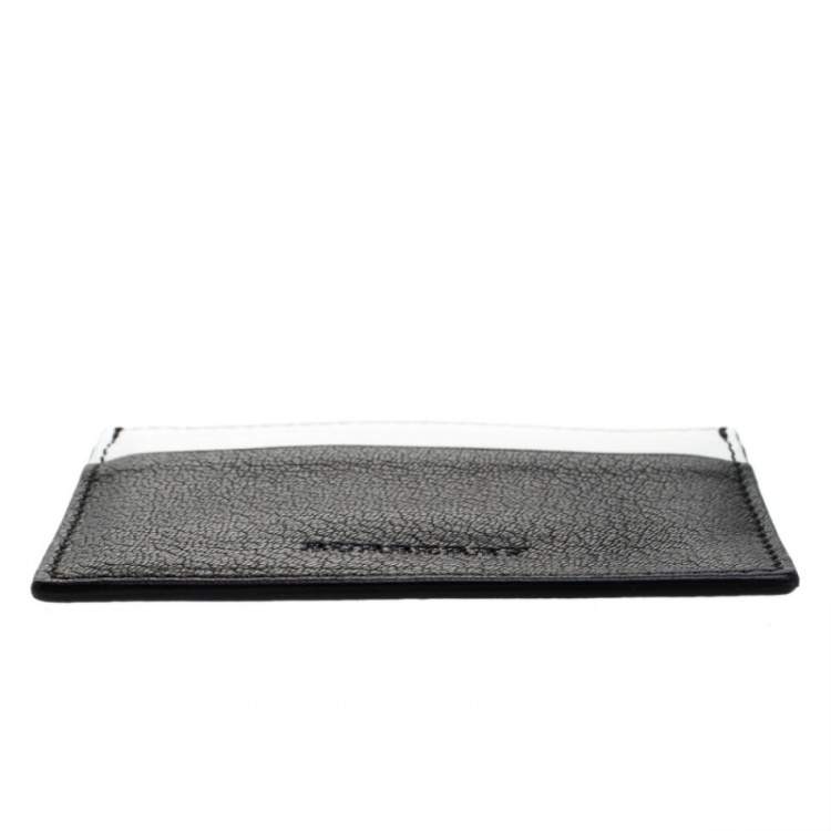 Pre Owned Burberry Black/White Leather Sandon Card Holder
