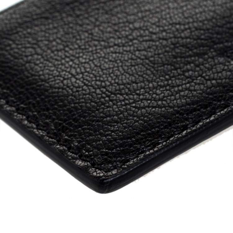 Pre Owned Burberry Black/White Leather Sandon Card Holder