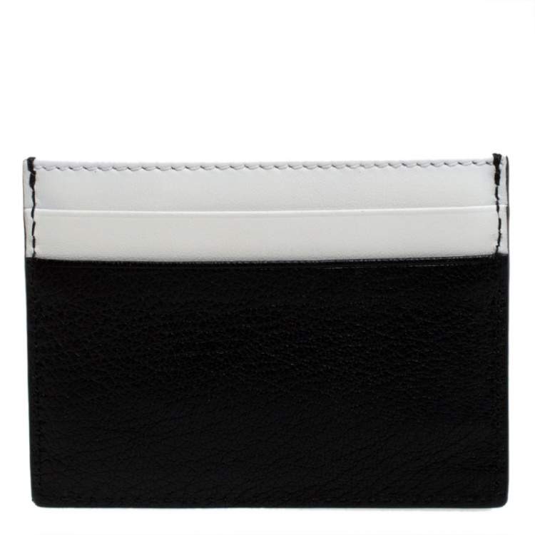 Pre Owned Burberry Black/White Leather Sandon Card Holder