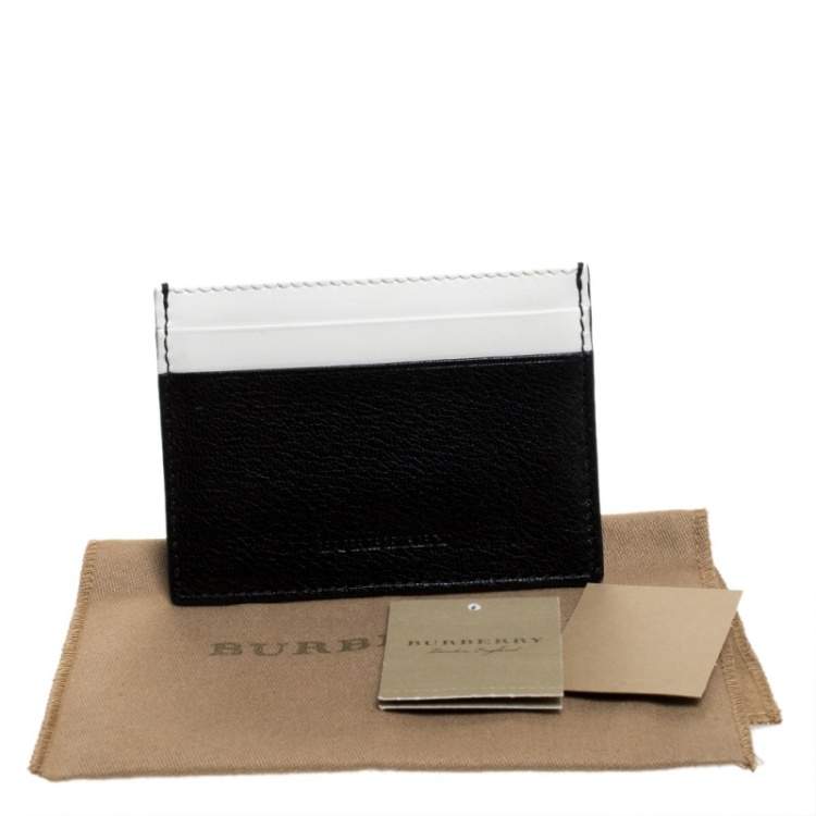 Pre Owned Burberry Black/White Leather Sandon Card Holder