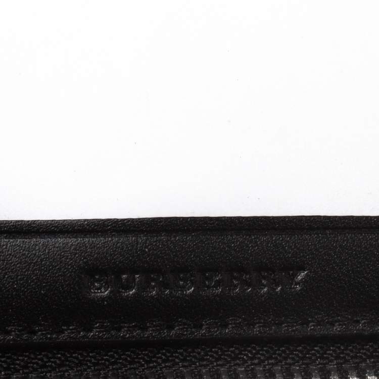 Pre Owned Burberry Navy Blue Coated Canvas Reeves Double Zip Wallet