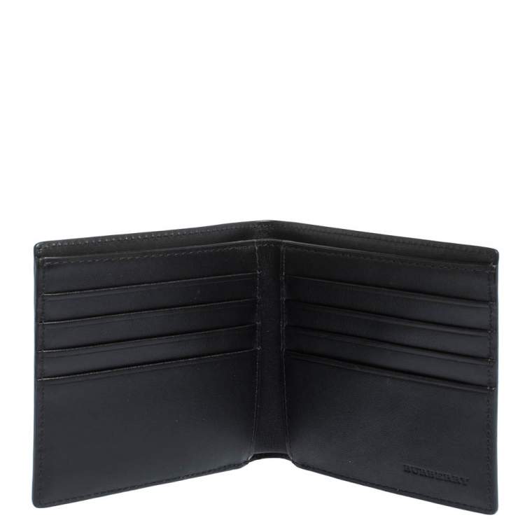 Pre Owned Burberry Black Printed Check Coated Canvas Bill Bifold Wallet