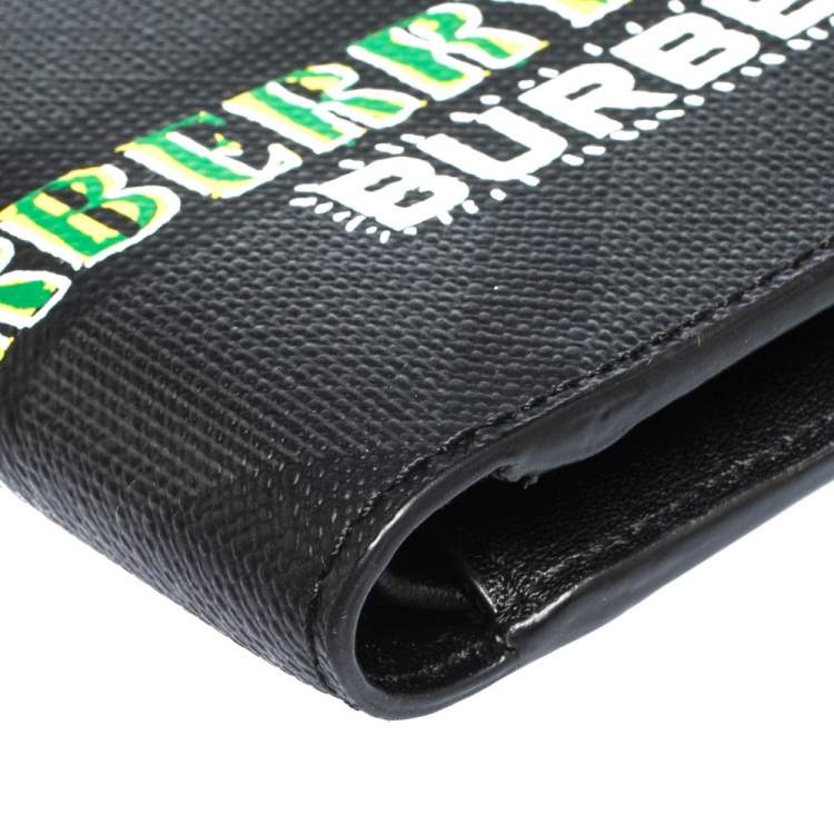 Pre Owned Burberry Black Printed Check Coated Canvas Bill Bifold Wallet
