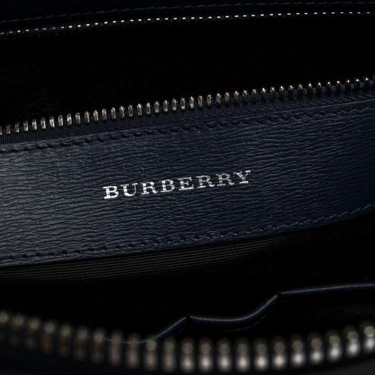 Pre Owned Burberry Blue Leather Manchester Briefcase