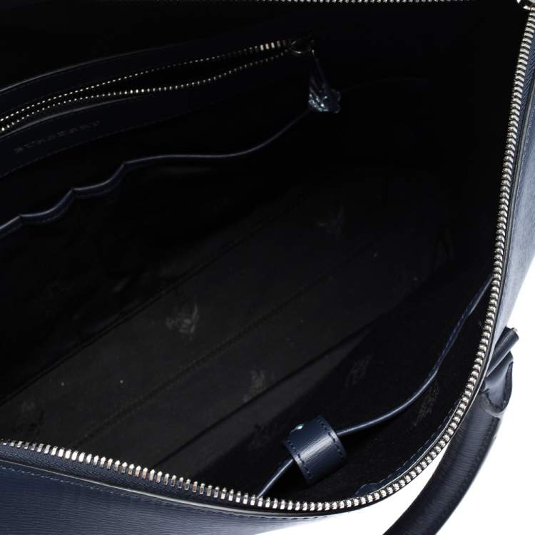 Pre Owned Burberry Blue Leather Manchester Briefcase