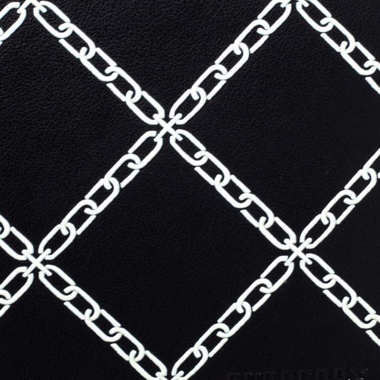 Pre Owned Burberry Black/White Leather Bifold Wallet