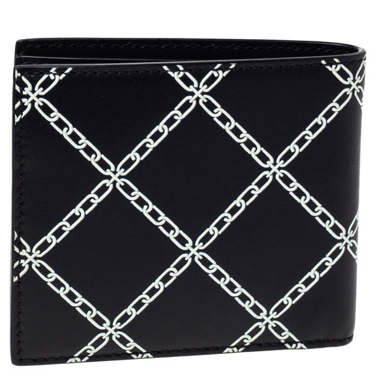 Pre Owned Burberry Black/White Leather Bifold Wallet