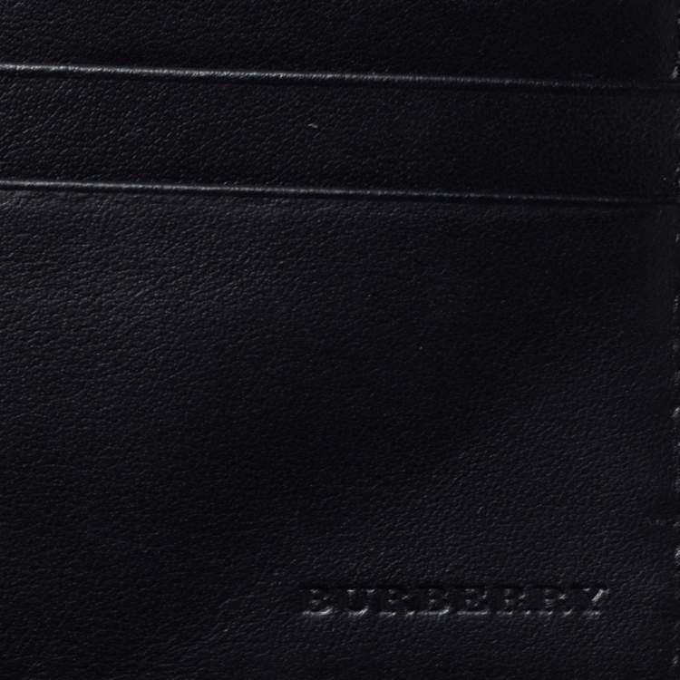 Pre Owned Burberry Black/White Leather Bifold Wallet