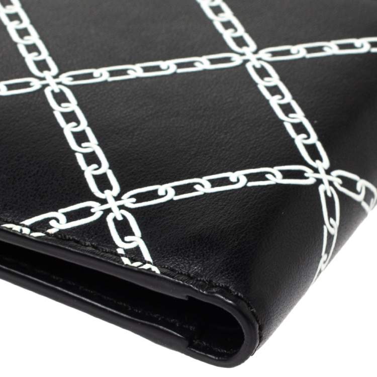 Pre Owned Burberry Black/White Leather Bifold Wallet