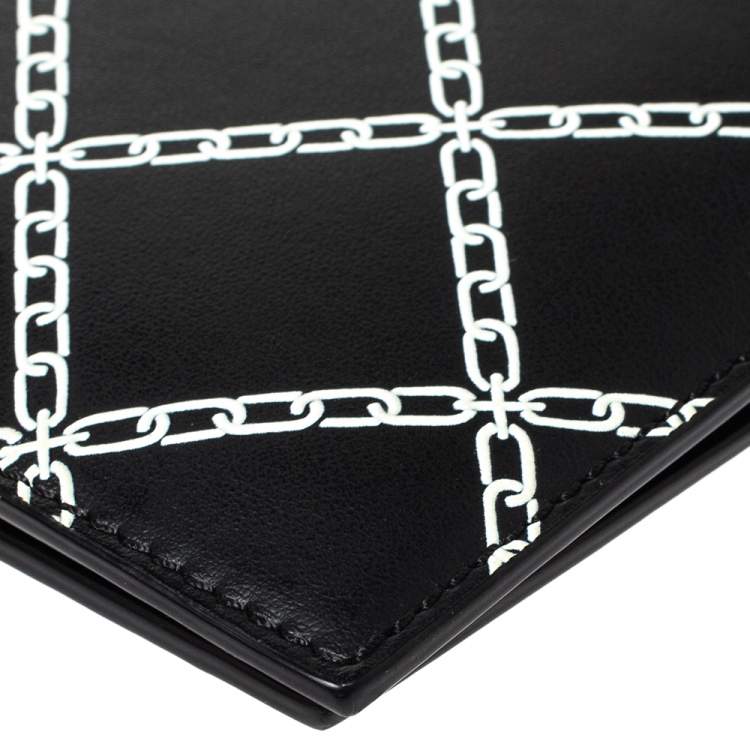 Pre Owned Burberry Black/White Leather Bifold Wallet