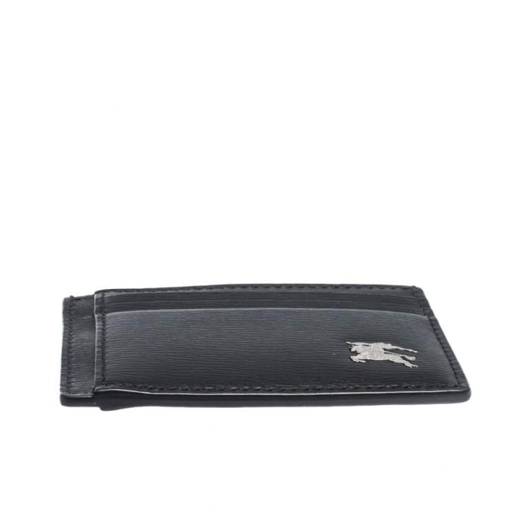 Pre Owned Burberry Black Leather Equestrian Knight Device Card Holder