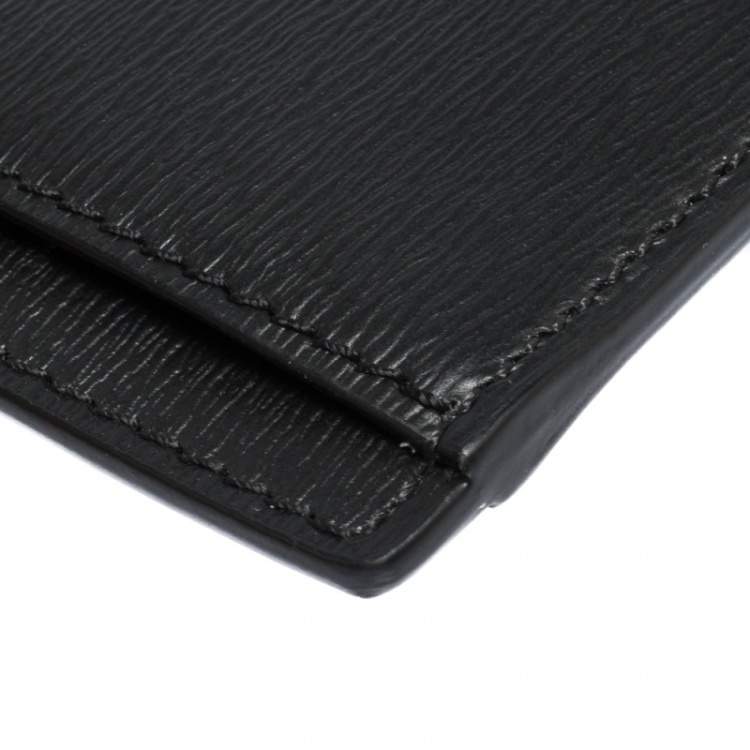 Pre Owned Burberry Black Leather Equestrian Knight Device Card Holder