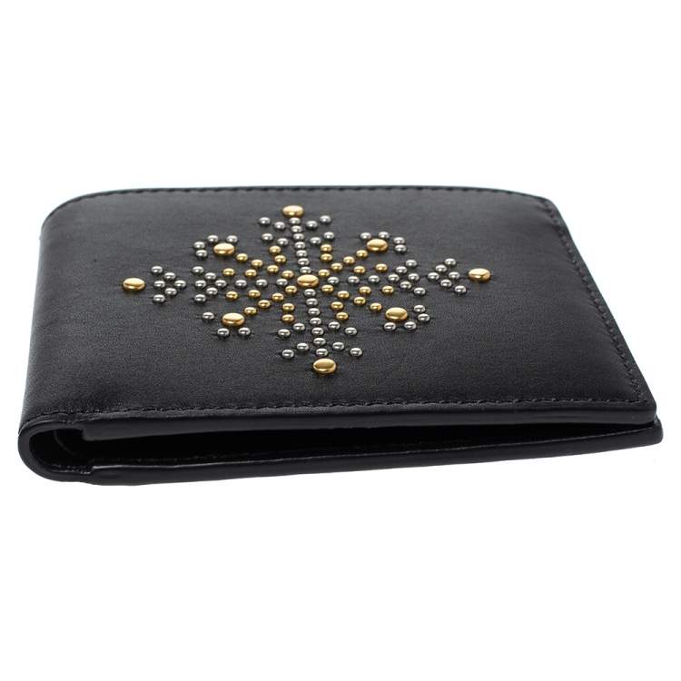 Pre Owned Burberry Black Leather Studs Bifold Wallet