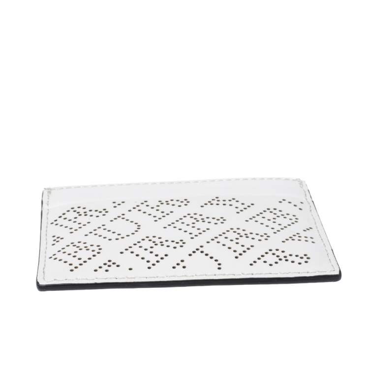 Pre Owned Burberry White Perforated Leather Sandon Card Holder