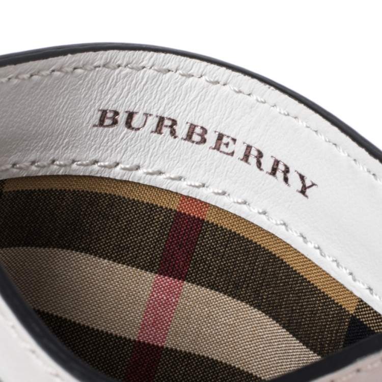 Pre Owned Burberry White Perforated Leather Sandon Card Holder