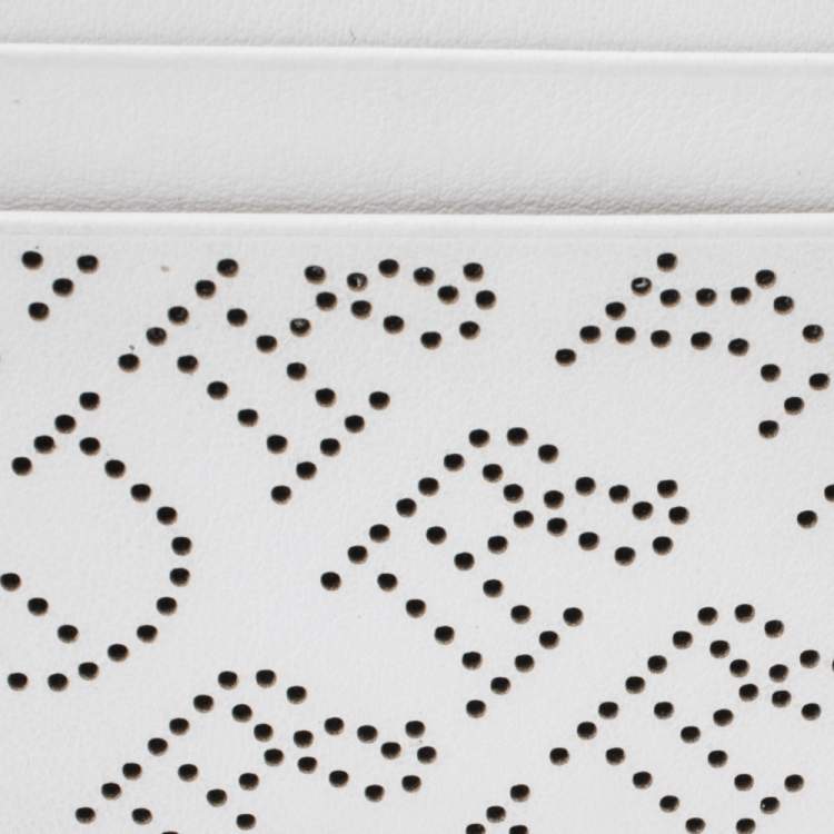 Pre Owned Burberry White Perforated Leather Sandon Card Holder