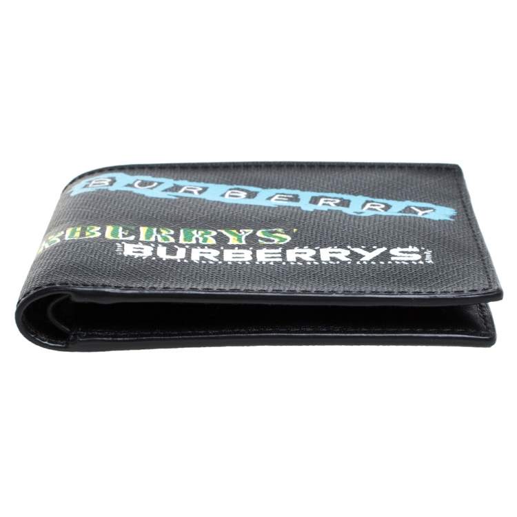 Pre Owned Burberry Black Printed Check Coated Canvas Bill Bifold Wallet
