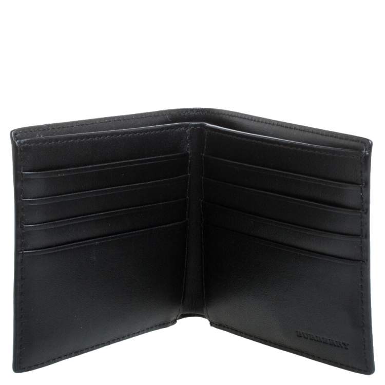 Pre Owned Burberry Black Printed Check Coated Canvas Bill Bifold Wallet