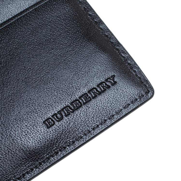 Pre Owned Burberry Black Printed Check Coated Canvas Bill Bifold Wallet