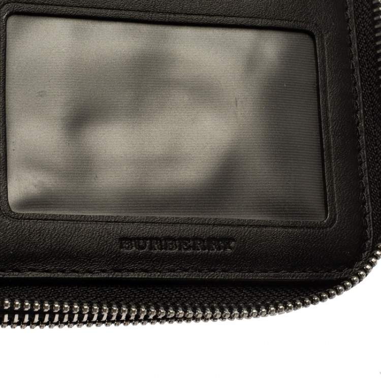 Pre Owned Burberry Navy Blue Coated Canvas Reeves Double Zip Wallet