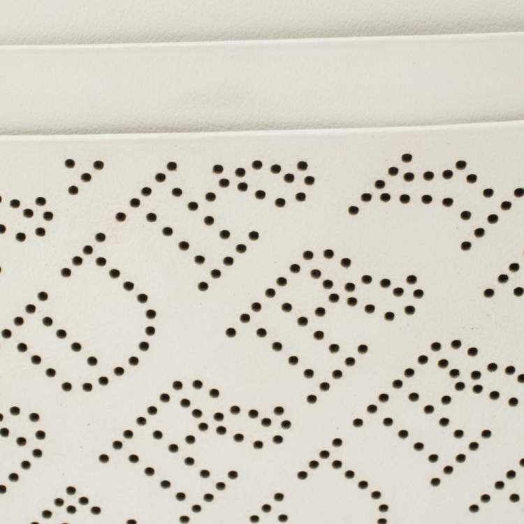 Pre Owned Burberry White Perforated Leather Sandon Card Holder