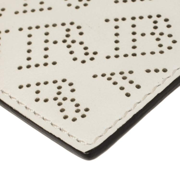 Pre Owned Burberry White Perforated Leather Sandon Card Holder