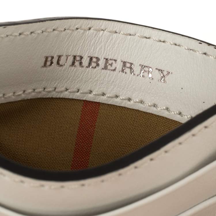 Pre Owned Burberry White Perforated Leather Sandon Card Holder