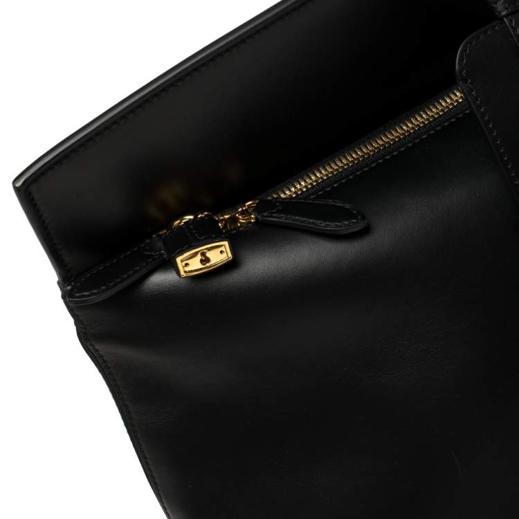 Pre Owned Burberry Black Leather Extra Large Society Top Handle Bag