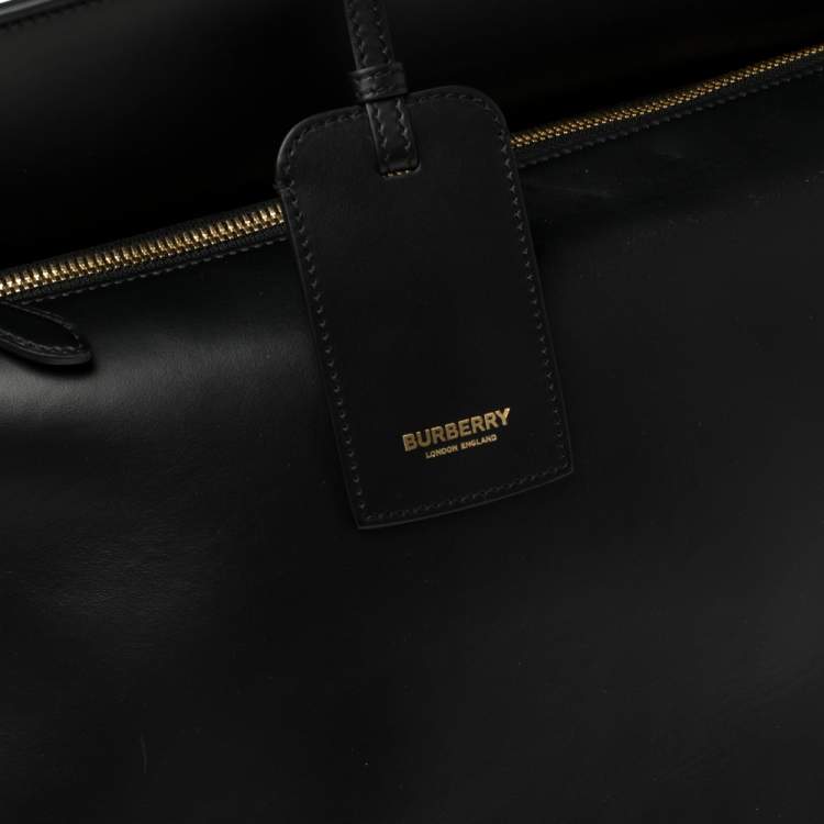 Pre Owned Burberry Black Leather Extra Large Society Top Handle Bag