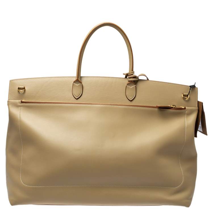 مملوكة مسبقًا Burberry Beige Leather Extra Large Society Top Handle Bag