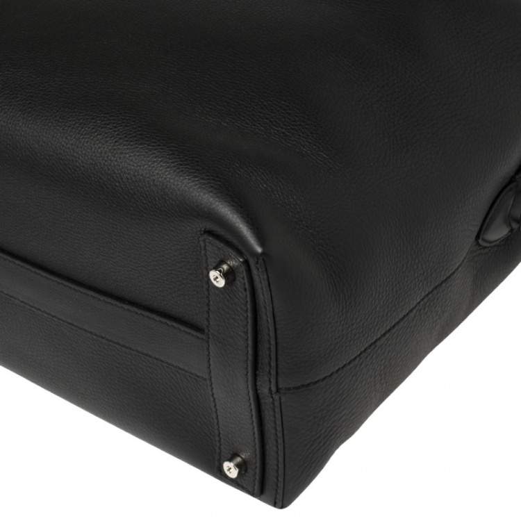 Pre Owned Burberry Black Grain Leather Lawrence Holdall Weekend Bag