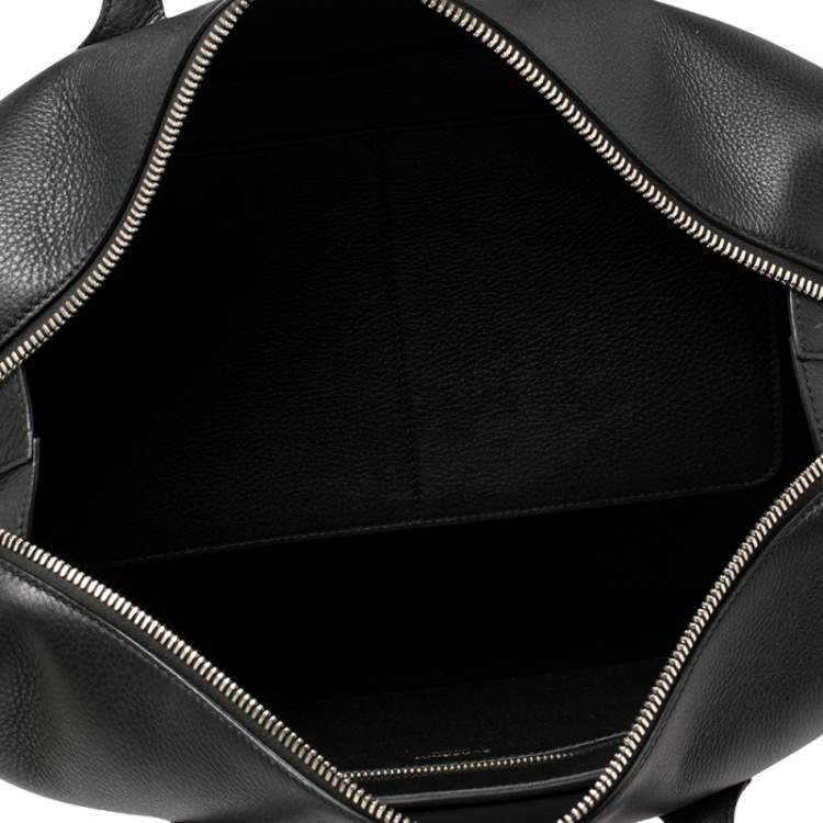 Pre Owned Burberry Black Grain Leather Lawrence Holdall Weekend Bag