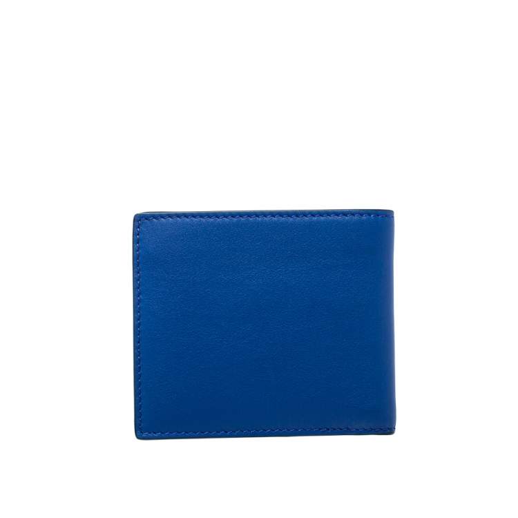 Pre Owned Burberry Blue Leather Reg CC Bill8 Bifold Wallet