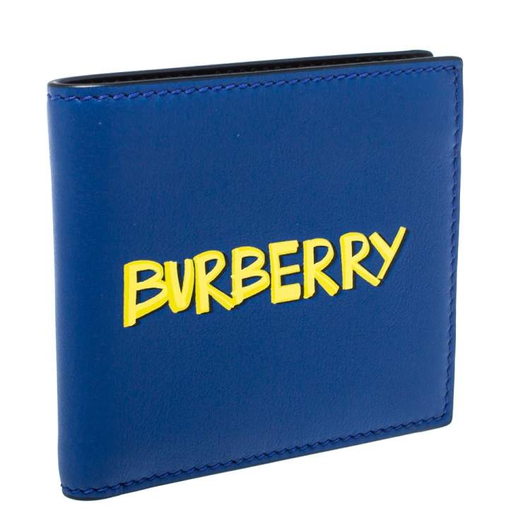 Pre Owned Burberry Blue Leather Reg CC Bill8 Bifold Wallet