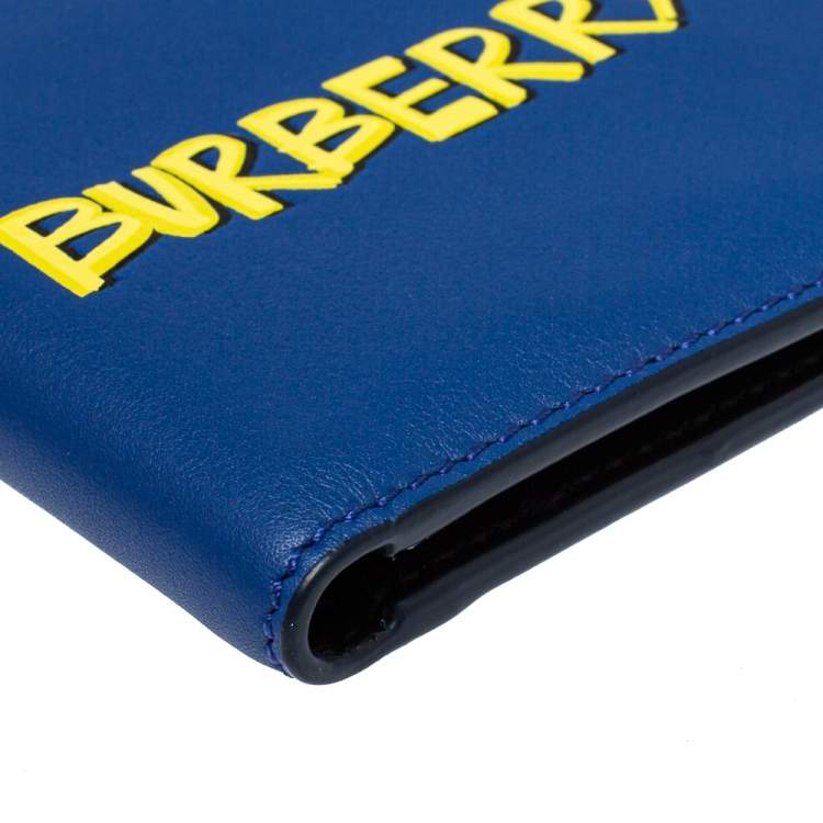 Pre Owned Burberry Blue Leather Reg CC Bill8 Bifold Wallet