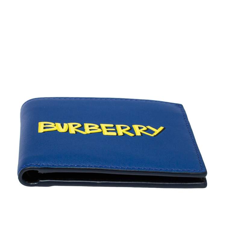 Pre Owned Burberry Blue Leather Reg CC Bill8 Bifold Wallet