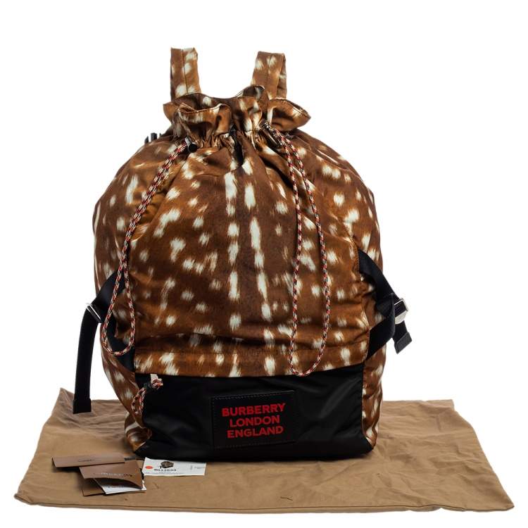 Pre Owned Burberry Tan Nylon Drawstring Backpack