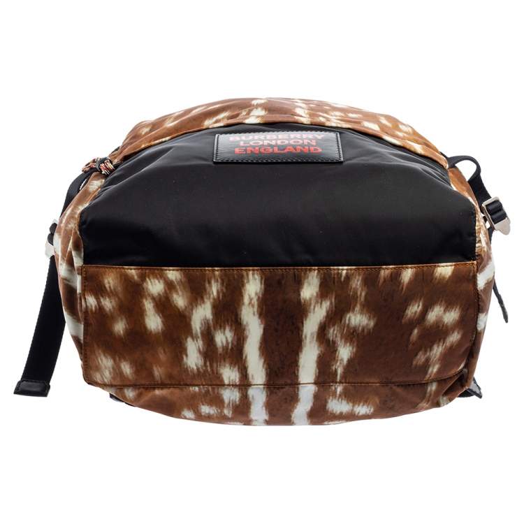 Pre Owned Burberry Tan Nylon Drawstring Backpack