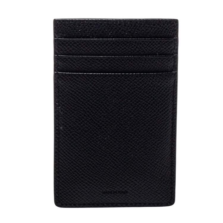 Pre Owned Burberry Black Grain Leather Elmer Card Holder