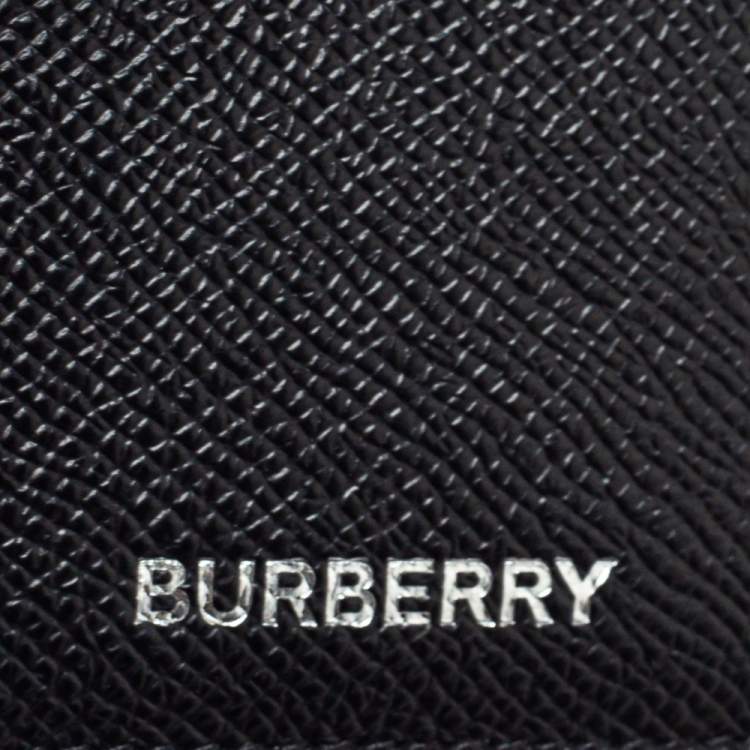 Pre Owned Burberry Black Grain Leather Elmer Card Holder