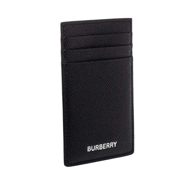 Pre Owned Burberry Black Grain Leather Elmer Card Holder