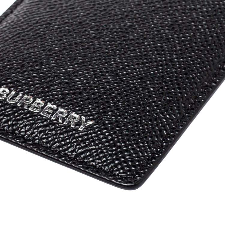 Pre Owned Burberry Black Grain Leather Elmer Card Holder