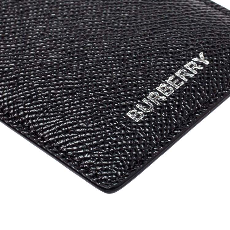 Pre Owned Burberry Black Grain Leather Elmer Card Holder