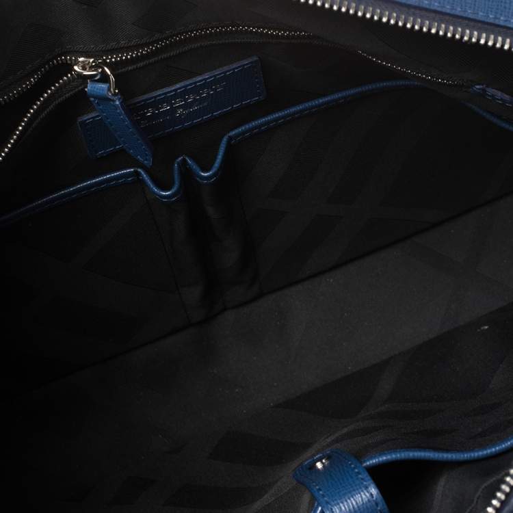 Pre Owned Burberry Deep Blue Leather Hambleton Briefcase