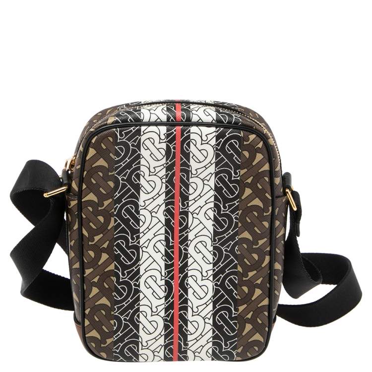 Pre Owned Burberry Bridle Brown Coated Canvas and Leather Thornton Crossbody Bag
