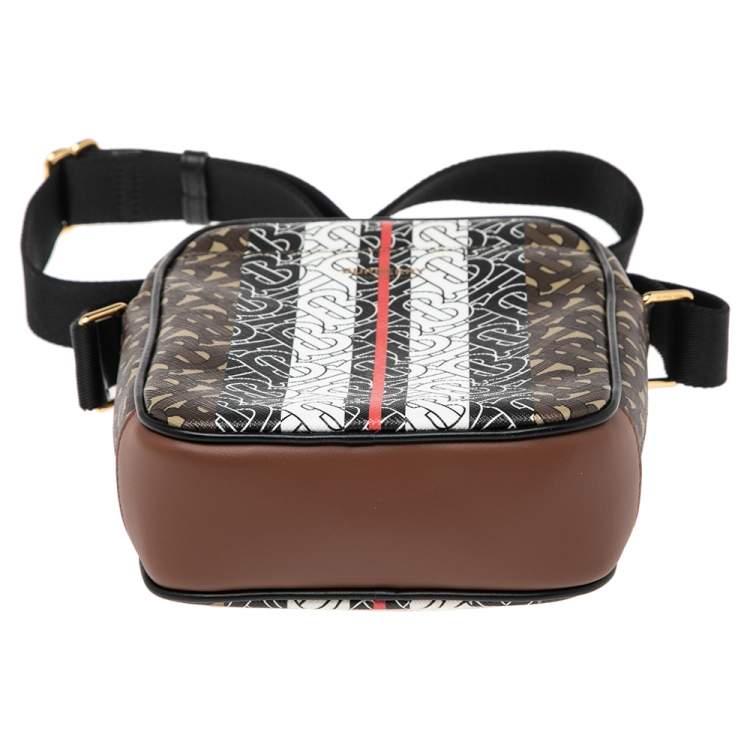 Pre Owned Burberry Bridle Brown Coated Canvas and Leather Thornton Crossbody Bag