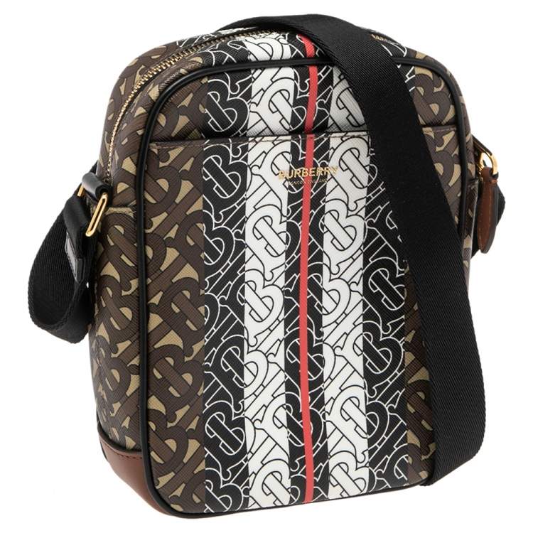 Pre Owned Burberry Bridle Brown Coated Canvas and Leather Thornton Crossbody Bag