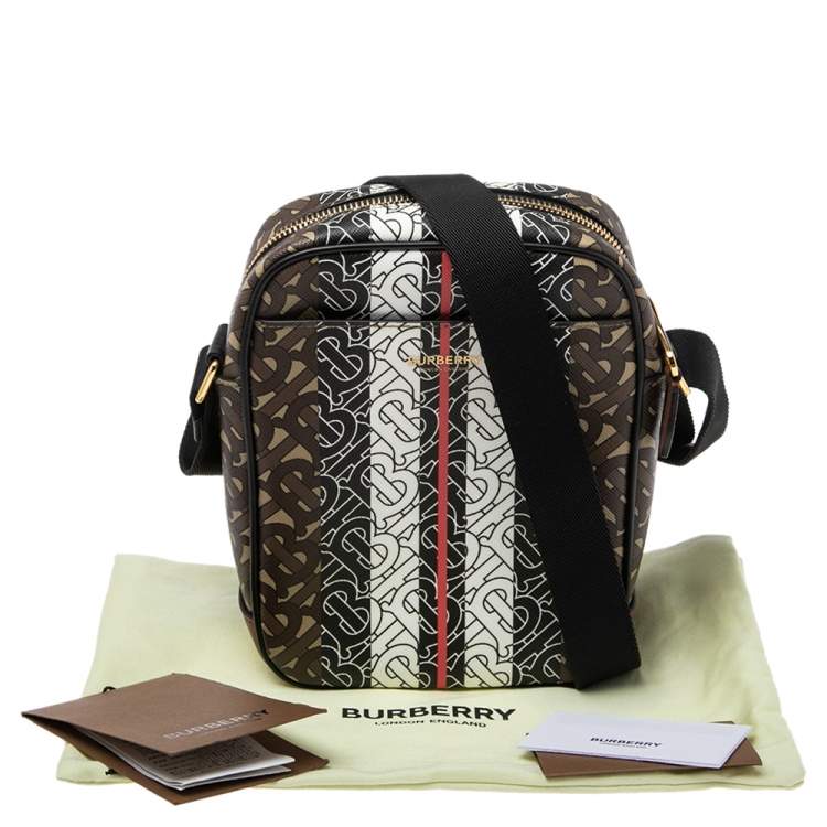 Pre Owned Burberry Bridle Brown Coated Canvas and Leather Thornton Crossbody Bag