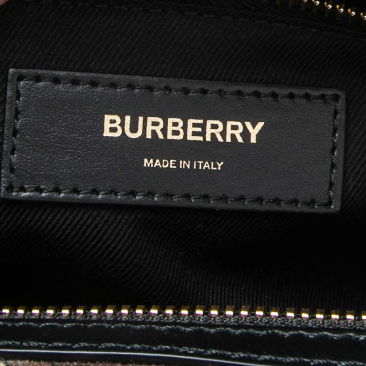 Pre Owned Burberry Bridle Brown Coated Canvas Medium Kennedy Duffle Bag
