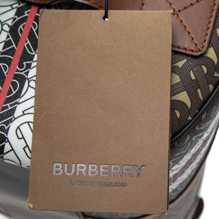 Pre Owned Burberry Bridle Brown Coated Canvas Medium Kennedy Duffle Bag